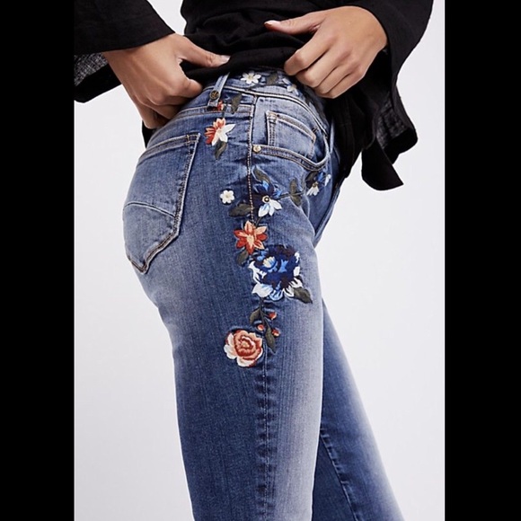 Free People Denim - Free People Floral Embroidered Stretch Jeans 30